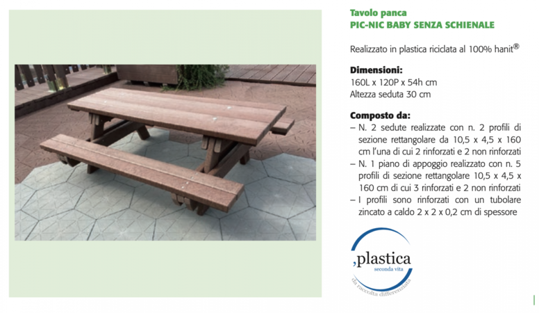 Tavolo da pic-nic in plastica riciclata